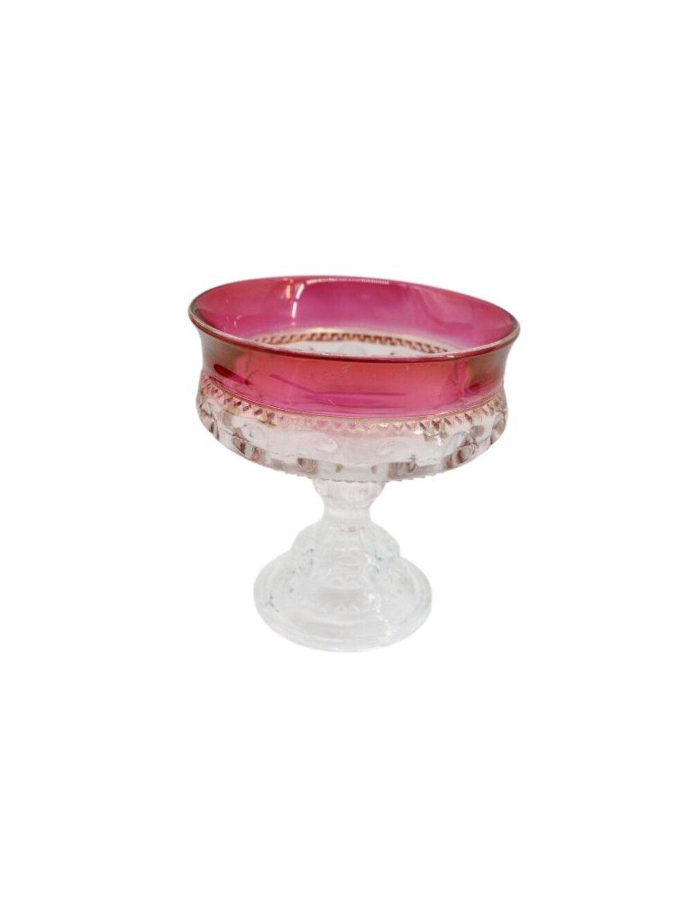 Kings Crown Ruby Flashed Compote Indiana Glass 94644 Vintage